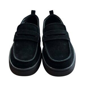 Vodvob Suede Leather Penny Loafers Size 6 Womens Black Slip On Flats NEW